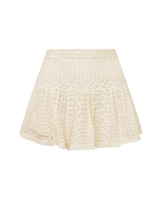 Love Shack Fancy Rubyanna Skirt - Cream - Gabrielle's Biloxi