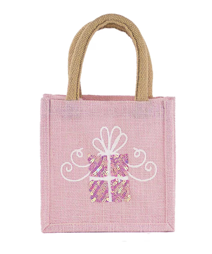 Glitzy Present Petite Gift Tote - Light Pink/White - Gabrielle's Biloxi
