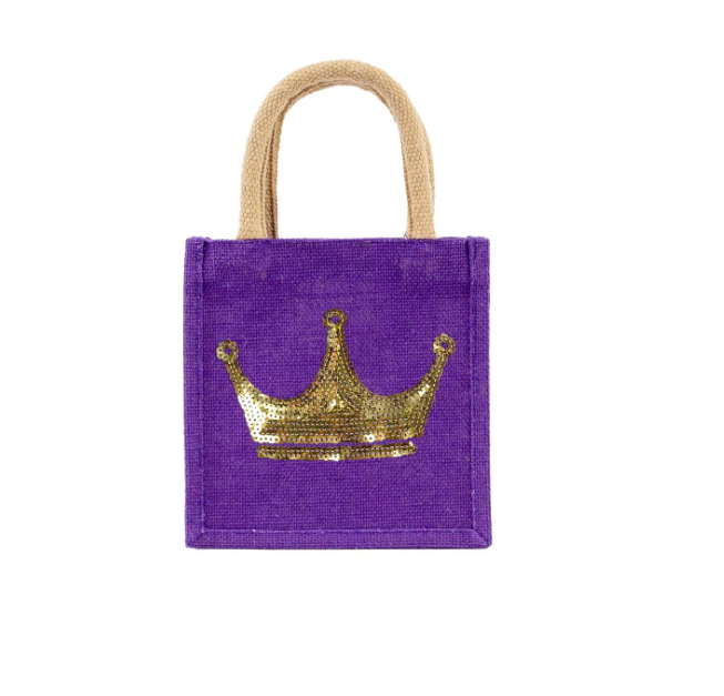 Victoria Crown Sequin Petite Tote - Purple/Gold - Gabrielle's Biloxi