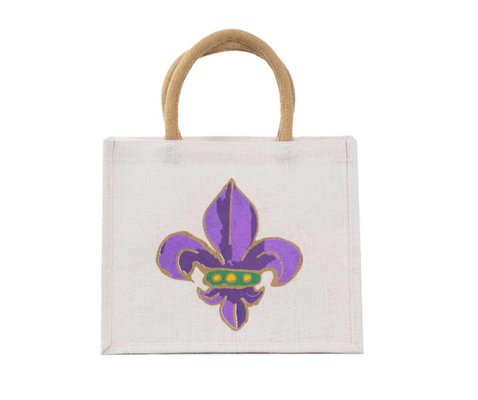 Orleans Gift Tote - White/ Purple/Green/Yellow - Gabrielle's Biloxi