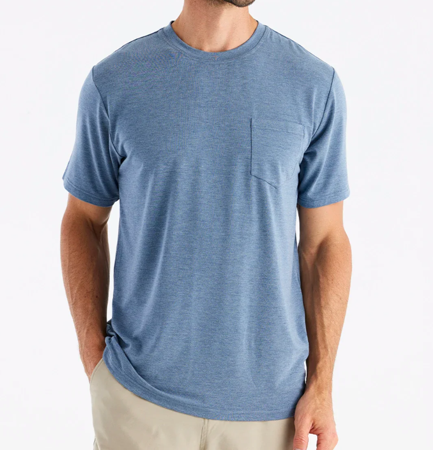 Free Fly Bamboo Flex Pocket Tee - Heather Deepwater - Gabrielle's Biloxi
