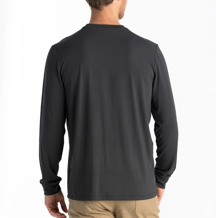 Men's Bamboo Flex Long Sleeve Pocket Tee - Black Sand - Gabrielle's Biloxi