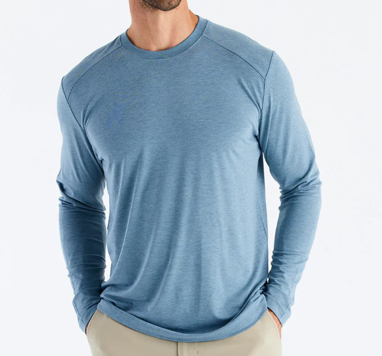 Free Fly Bamboo Shade Long Sleeve - Heather Slate Blue - Gabrielle's Biloxi