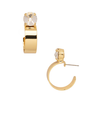 Sorrelli Dani Studded Hoop Earrings - Bright Gold Crystal - Gabrielle's Biloxi