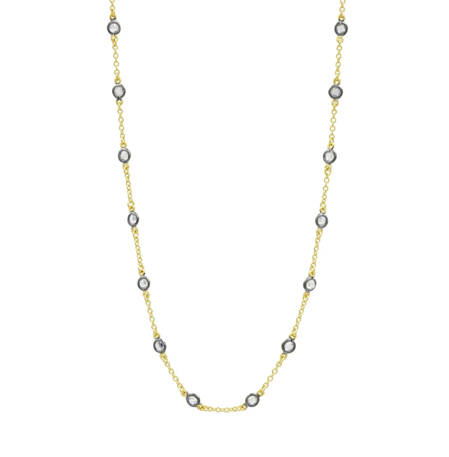 Freida Rothman Mini Bezel Stone Necklace - Black & Gold - Gabrielle's Biloxi