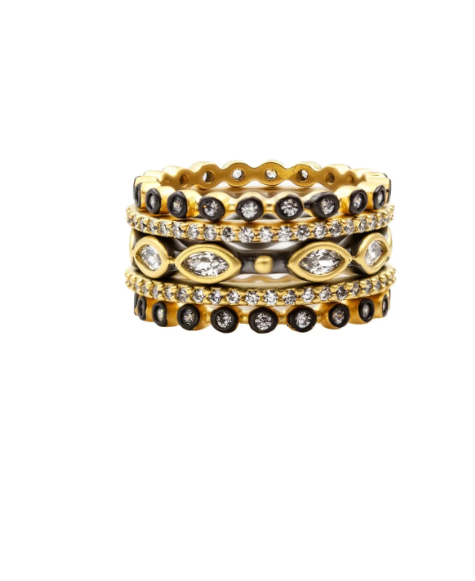 Freida Rothman Signature Marquise Station Ring Stack - Gabrielle's Biloxi