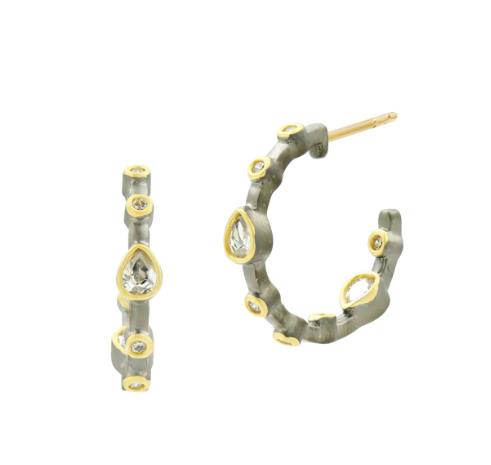 Freida Rothman Best Seller Hoop Earrings - Black & Gold - Gabrielle's Biloxi