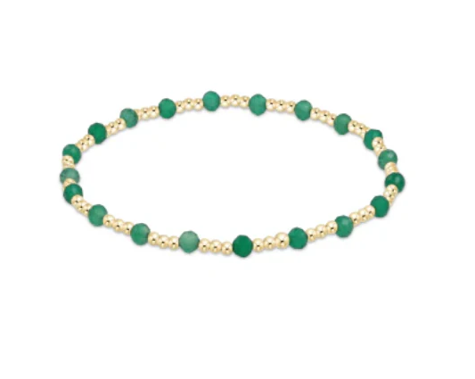 ENewton Gemstone Gold Sincerity Pattern 3mm Bead Bracelet - Green Onyx - Gabrielle's Biloxi