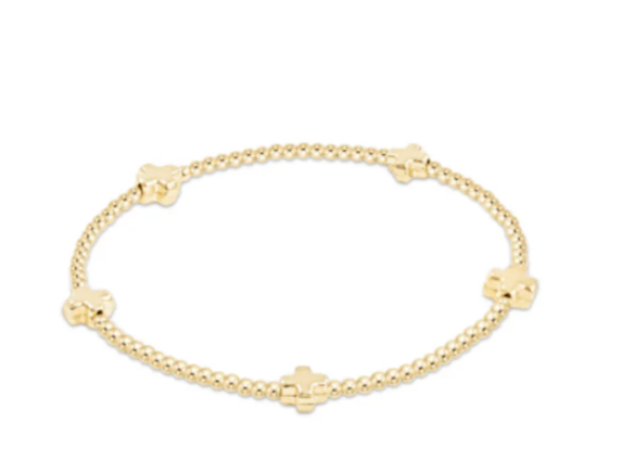Enewton Signature Cross Small Gold Pattern 2MM Bead Bracelet - Gold - Gabrielle's Biloxi