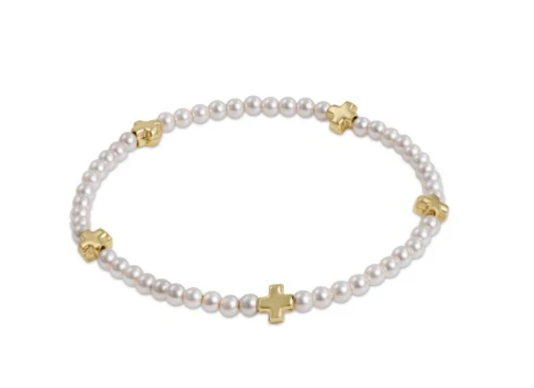 Enewton Signature Cross Small Pearl Pattern 3mm Bead Bracelet - Gold - Gabrielle's Biloxi