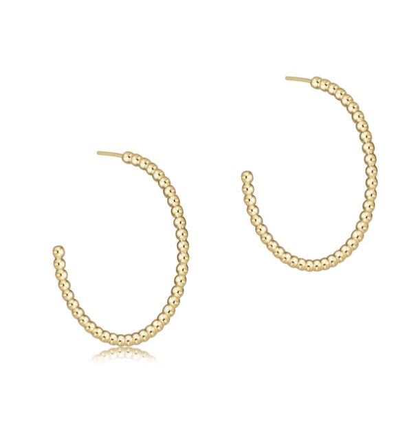 ENewton Beaded Classic 1.25" Post Hoop - 2mm Gold - Gabrielle's Biloxi