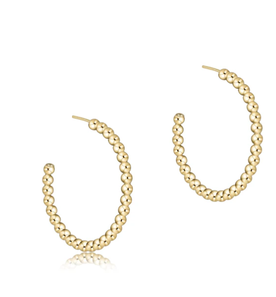 ENewton Beaded Classic 1.25" Post Hoop - 3mm Gold - Gabrielle's Biloxi