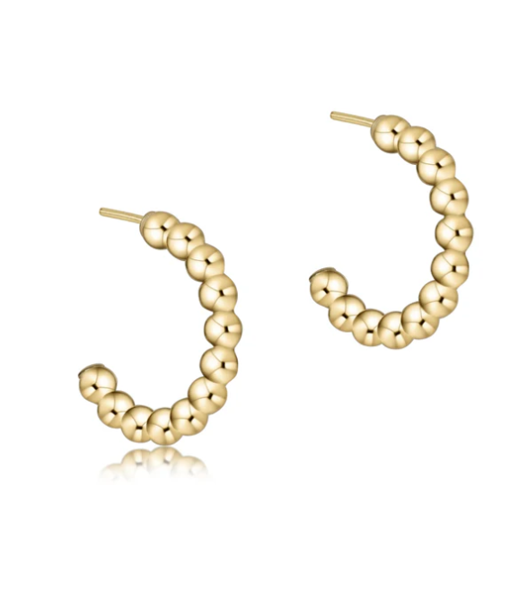 ENewton Beaded Classic 1" Post Hoop - 3mm Gold - Gabrielle's Biloxi