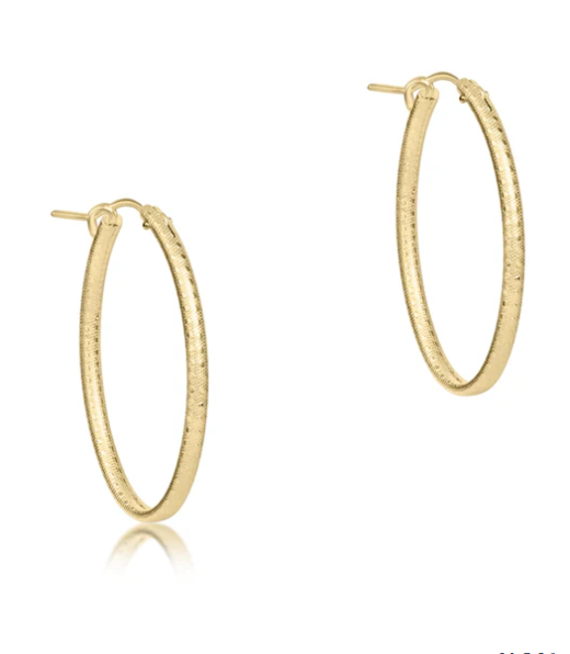 ENewton Oval Gold 1" Hoop - Textured - Gabrielle's Biloxi