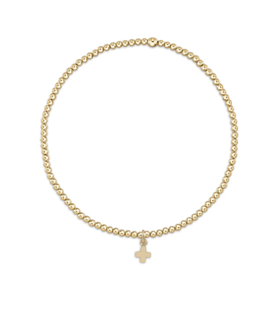 egirl Classic Gold 2mm Bead Bracelet - Signature Cross Charm - Gabrielle's Biloxi