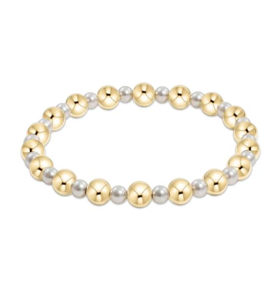 ENewton Pearl Grateful Pattern 4mm Bead Bracelet - 6mm Gold - Gabrielle's Biloxi