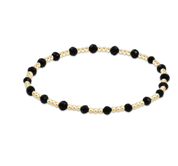 ENewton Gemstone Gold Sincerity Pattern 3mm Bead Bracelet - Faceted Onyx - Gabrielle's Biloxi