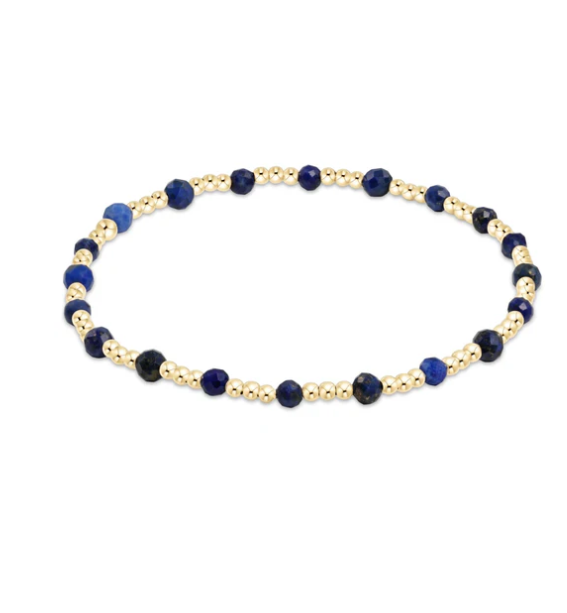 ENewton Gemstone Gold Sincerity Pattern 3mm Bead Bracelet - Lapis - Gabrielle's Biloxi