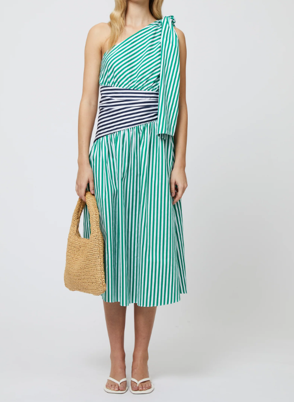 French Connection Alexis Cotton One Shoulder Dress - Green - Size 2 & Gabrielle's Biloxi French Connection Alexis Cotton One Shoulder Dress - Green - Size 2 & Gabrielle's Biloxi