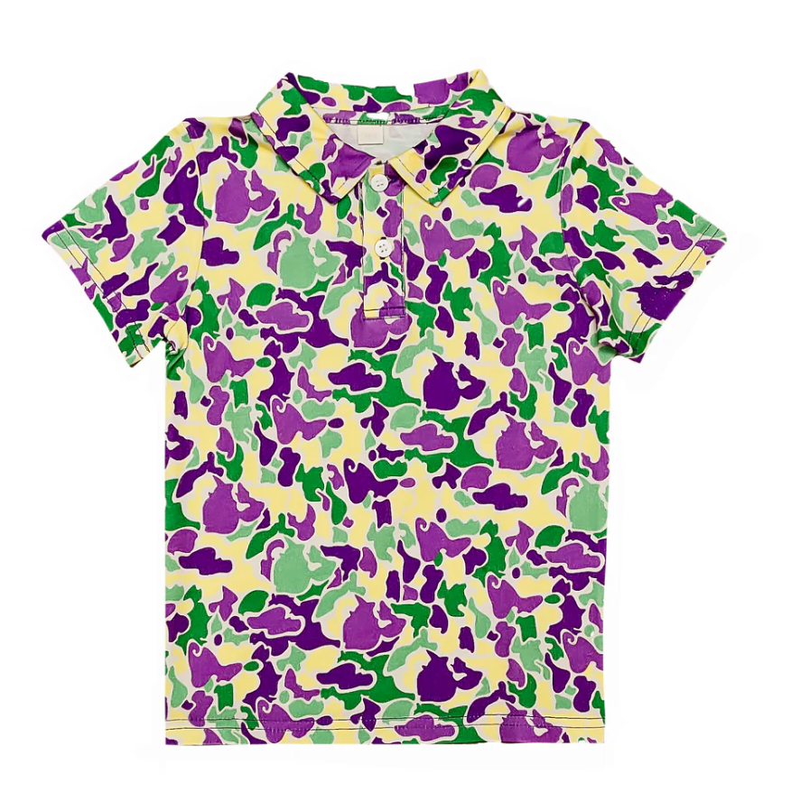 Boys Mardi Gras Camo Polo - Gabrielle's Biloxi