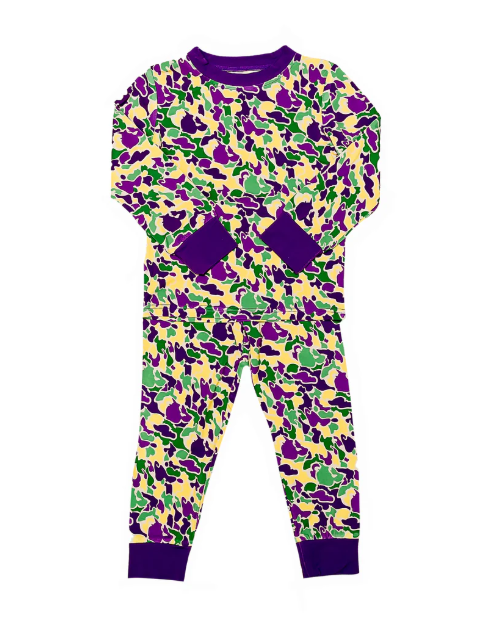Mardi Gras Camo Bamboo Pajamas - Gabrielle's Biloxi