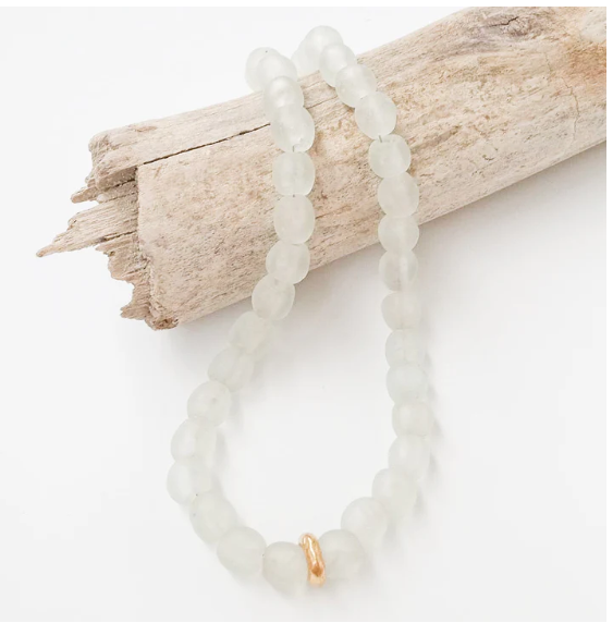 18" Glass Washer Necklace - White - Gabrielle's Biloxi