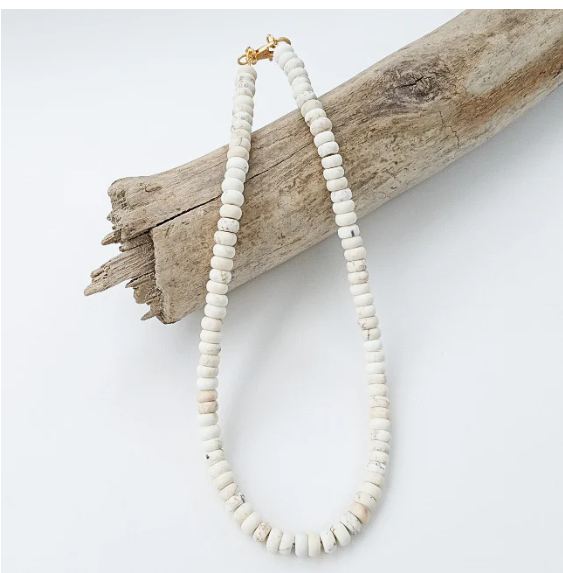 Rondelle 18" Necklace Small Swivel Clasp - Cream - Gabrielle's Biloxi