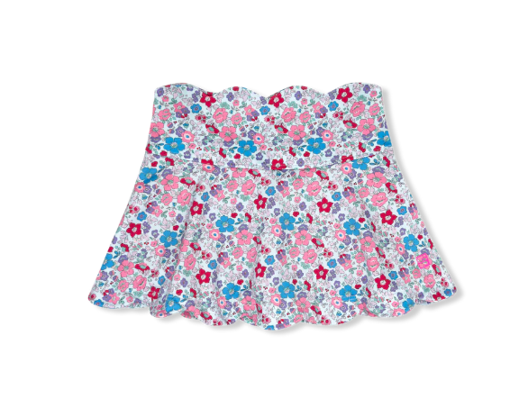 Zoe Scallop Skort - Bloomberry Floral, Power Pink - Gabrielle's Biloxi
