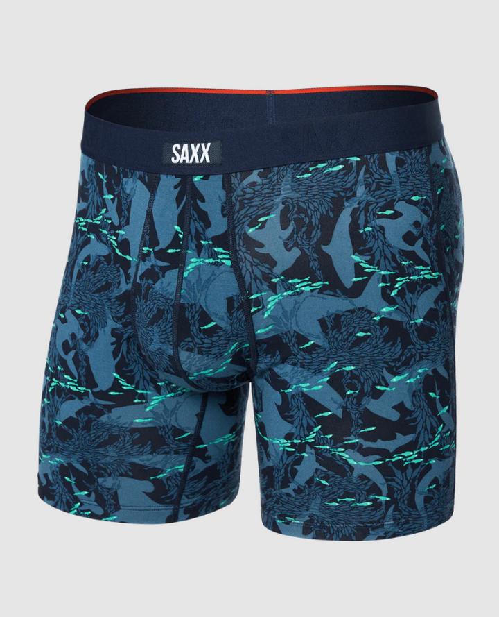 Saxx Vibe Xtra Boxer Brief Fly - Sharks and Minnows Dark Ink - Gabrielle's Biloxi