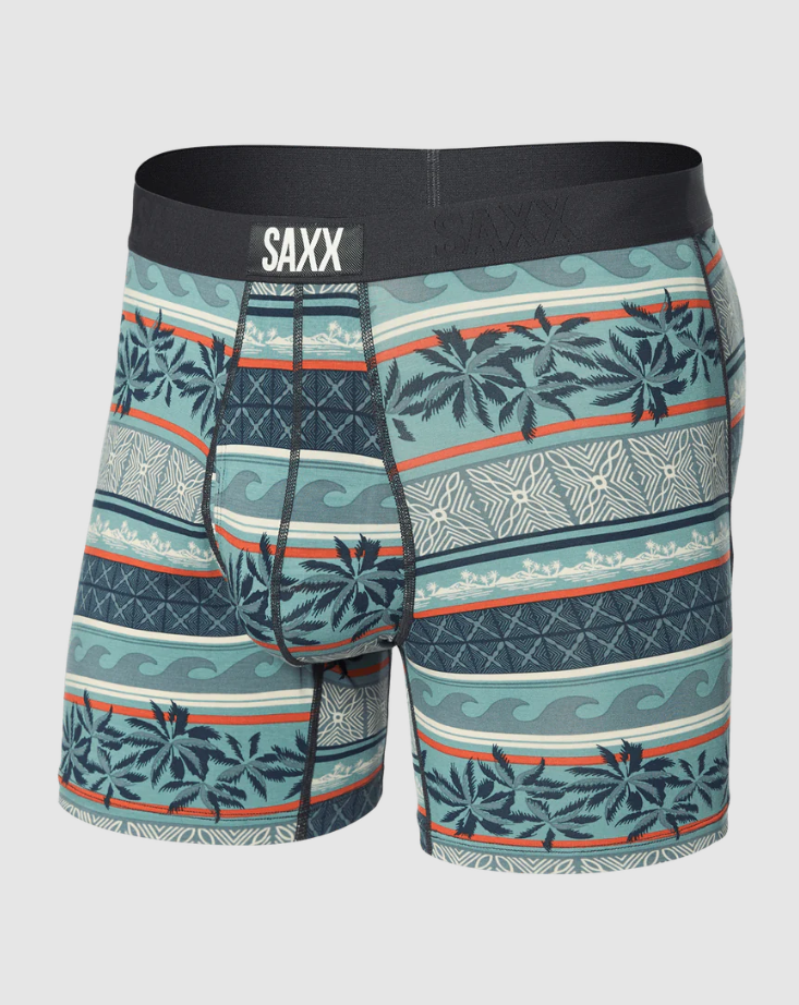 Saxx Ultra Boxer Brief Fly - Beach Shack Stripe Teal - Gabrielle's Biloxi