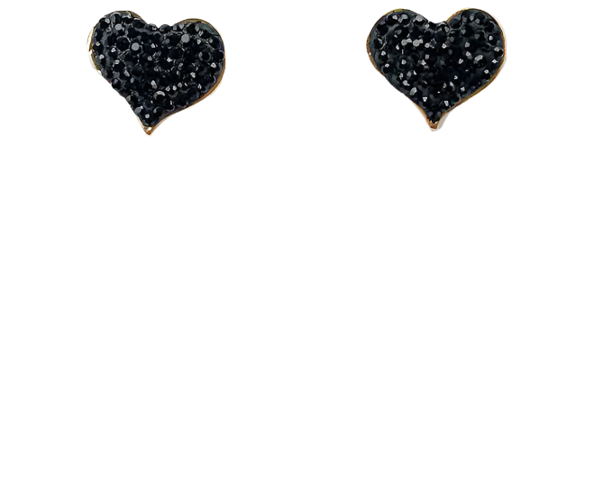 The Juliet Luxe Studded Stone Heart Stud - Black - Gabrielle's Biloxi