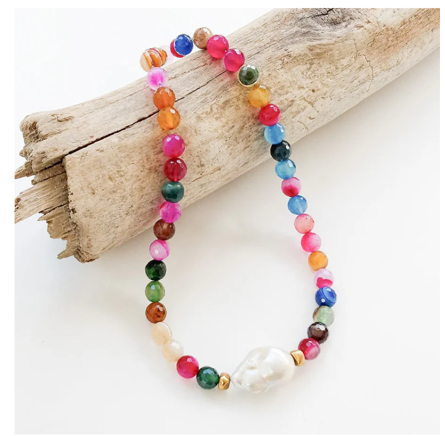 The Kamryn Necklace - Pink Agate - Gabrielle's Biloxi