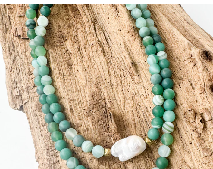 The Kamryn Necklace - Green Marble - Gabrielle's Biloxi