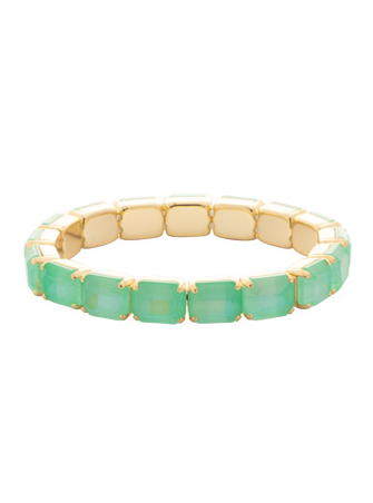 Sorrelli Easton Emerald Cut Stretch Bracelet - Bright Gold Mint Delite - Gabrielle's Biloxi