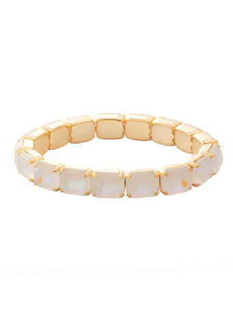 Sorrelli Easton Emerald Cut Stretch Bracelet - Bright Gold Ultra White - Gabrielle's Biloxi