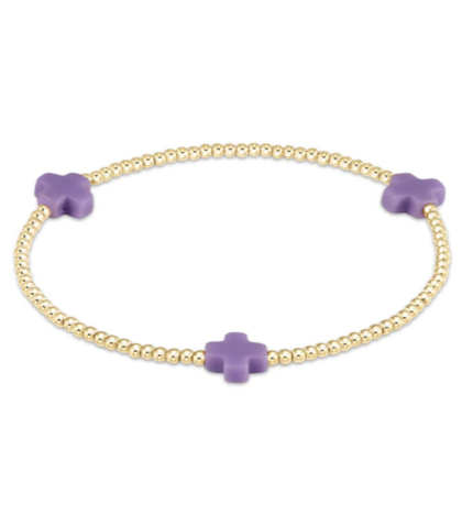 egirl Signature Cross Small Gold Pattern 2mm Bead Bracelet - Purple - Gabrielle's Biloxi