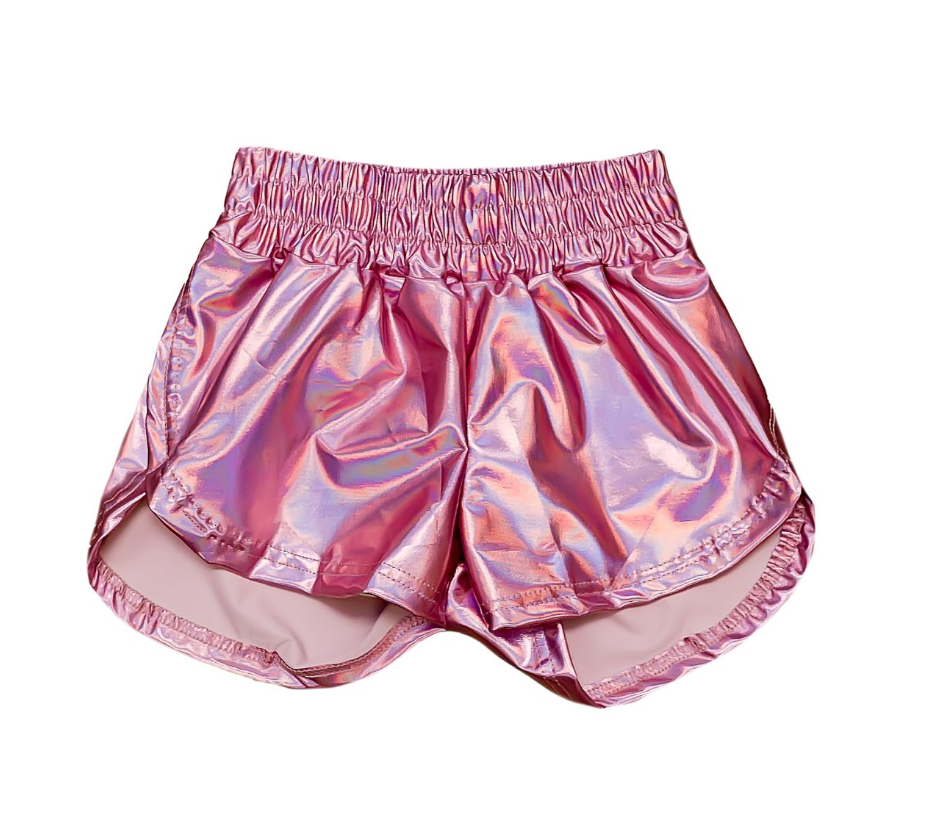 Girls Metallic Shorts - Light Pink - Gabrielle's Biloxi