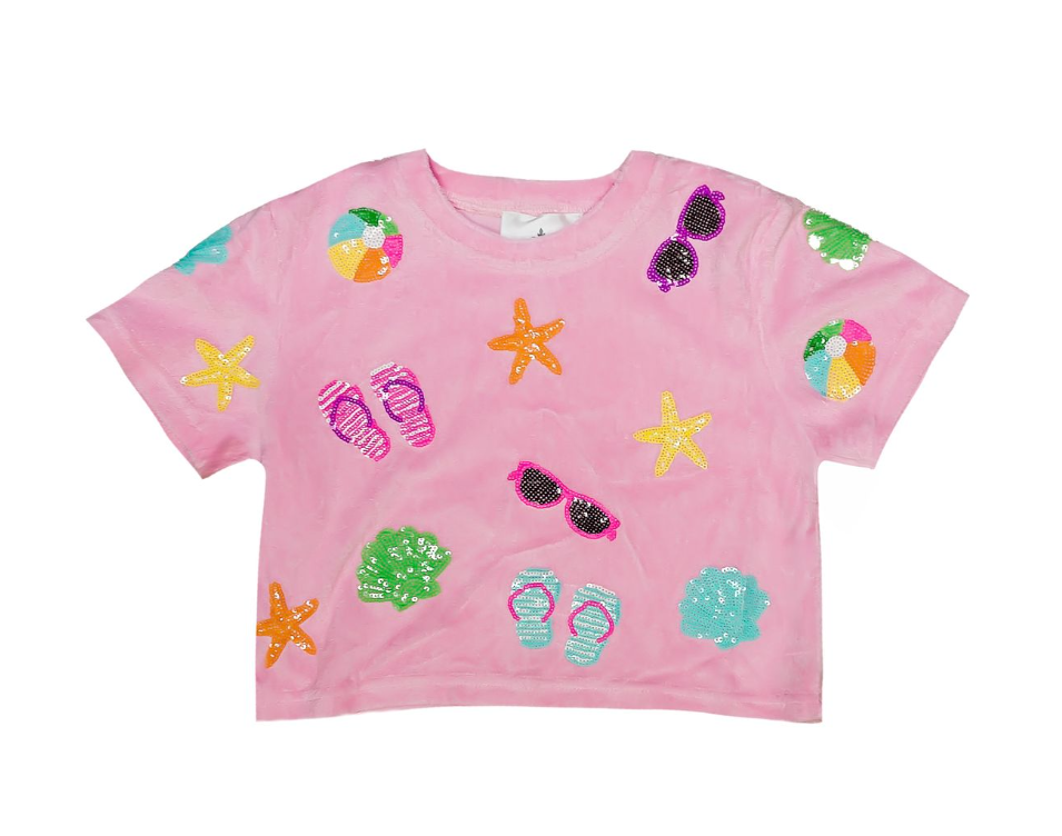 Girls Beach Terry Cloth Top - Light Pink - Gabrielle's Biloxi
