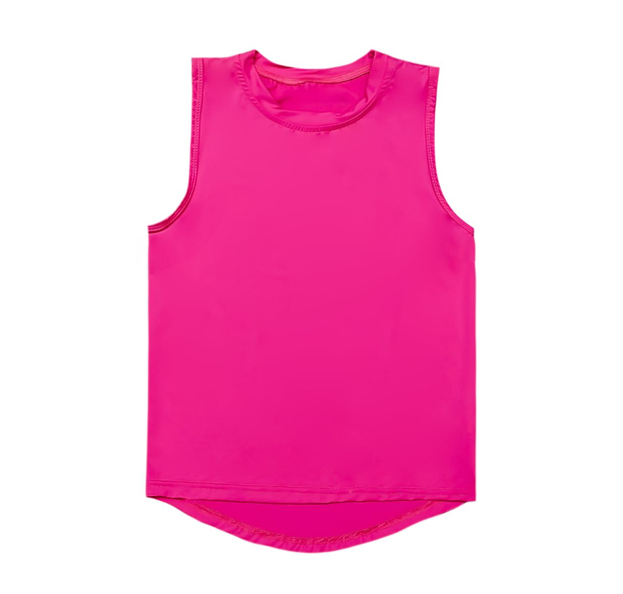 Girls High Low Tank - Neon Pink - Gabrielle's Biloxi