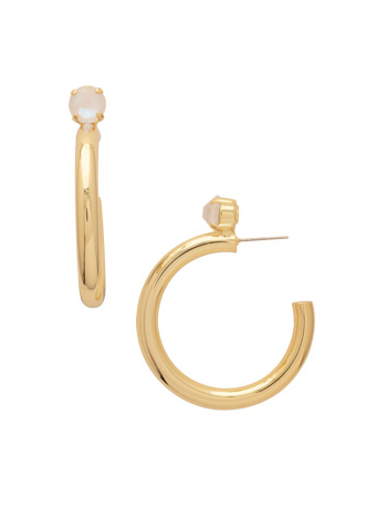 Sorrelli Keeley Studded Hoop Earrings - Bright Gold Ultra White - Gabrielle's Biloxi