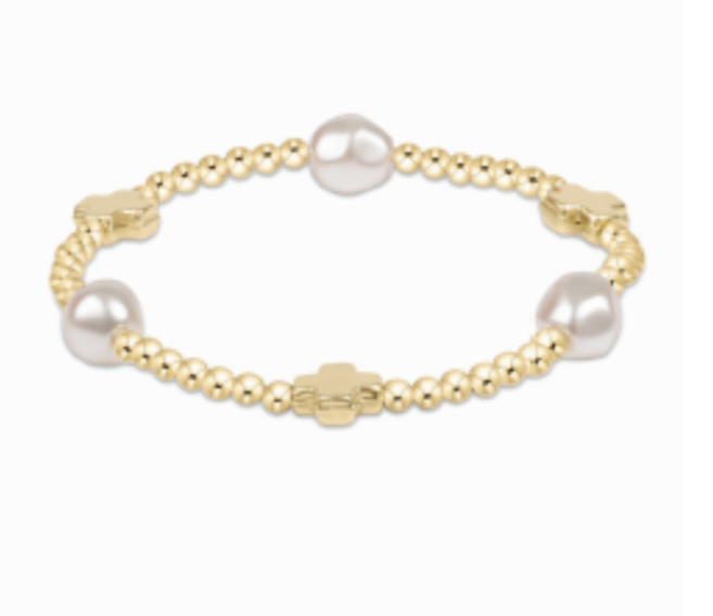 ENewton Signature Cross Admire Pearl Pattern 3mm Bead Bracelet - Gold - Gabrielle's Biloxi