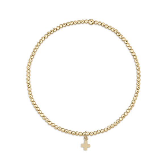 Enewton Classic Gold 2mm Bead Bracelet - Signature Cross Small Gold Charm - Gabrielle's Biloxi