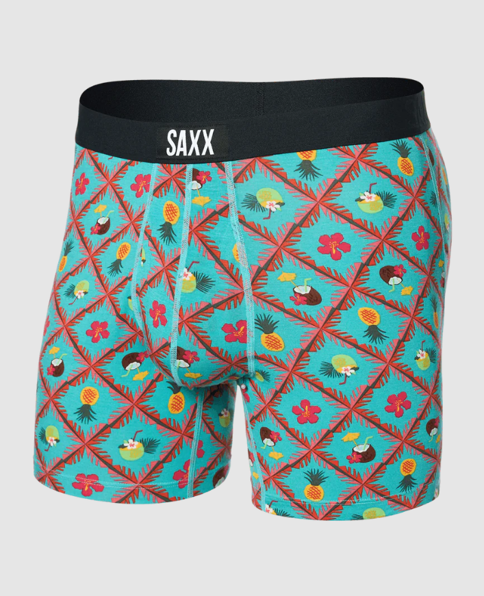 Saxx Ultra Soft BB Fly - Pina Colada Plaid Aqua - Gabrielle's Biloxi