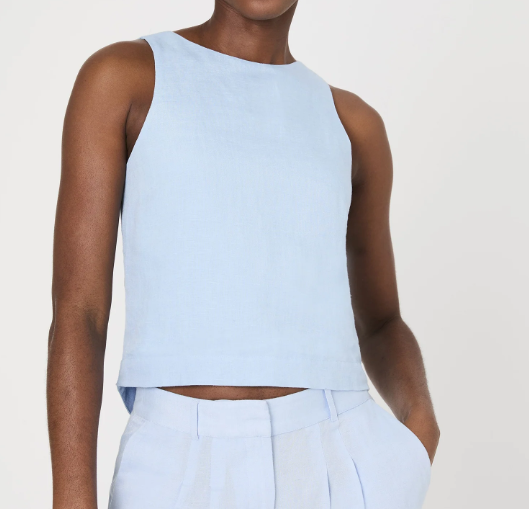 French Connection Birdie Linen Swing Top - Cashmere Blue - Gabrielle's Biloxi