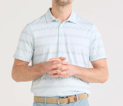 Saxx Droptemp All Day Cooling Polo - Happy Hour Stripe Lt Blue - Gabrielle's Biloxi