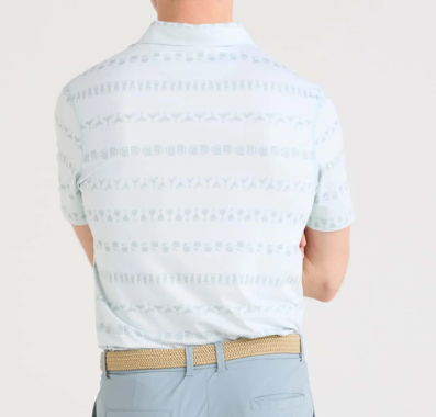 Saxx Droptemp All Day Cooling Polo - Happy Hour Stripe Lt Blue - Gabrielle's Biloxi