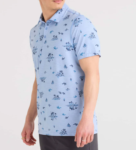 Saxx Droptemp All Day Cooling Polo - Island Life Bel Air Blue - Gabrielle's Biloxi