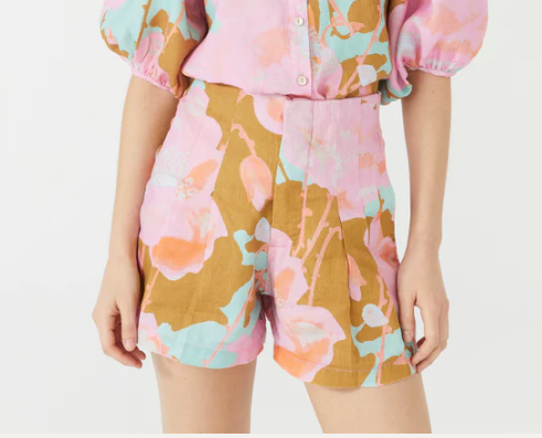 Lanhtropy Frida Linen Shorts - Aquarela - Gabrielle's Biloxi