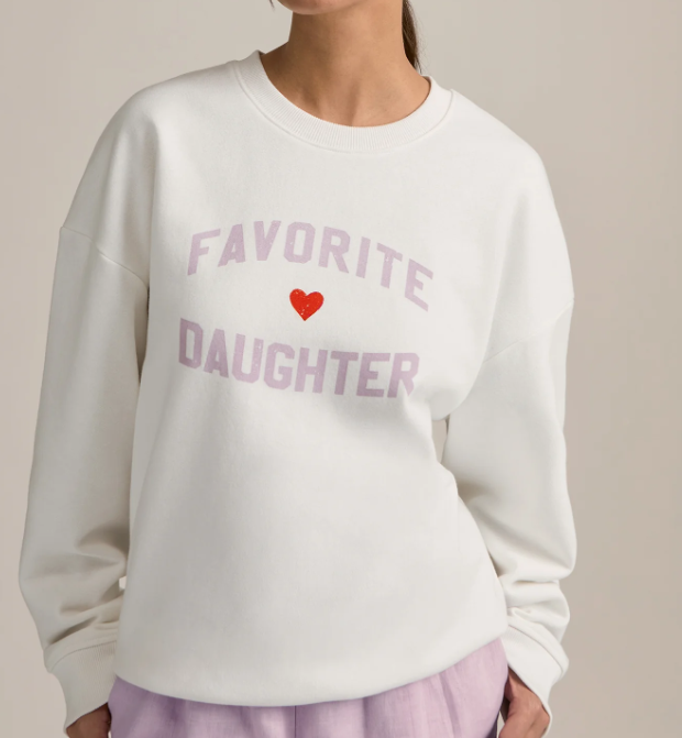 Favorite Daughter Collegiate Sweatshirt Heart Logo - White with Wisteria - Gabrielle's Biloxi