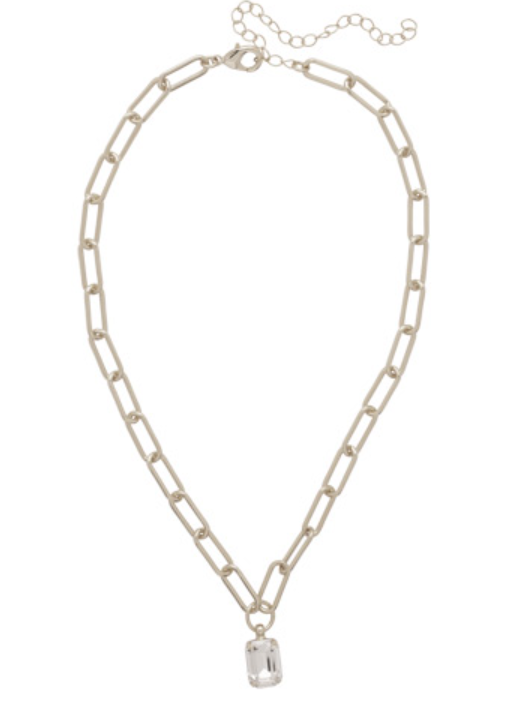 Sorrelli Nia Emerald Pendant Necklace - Palladium Crystal - Gabrielle's Biloxi